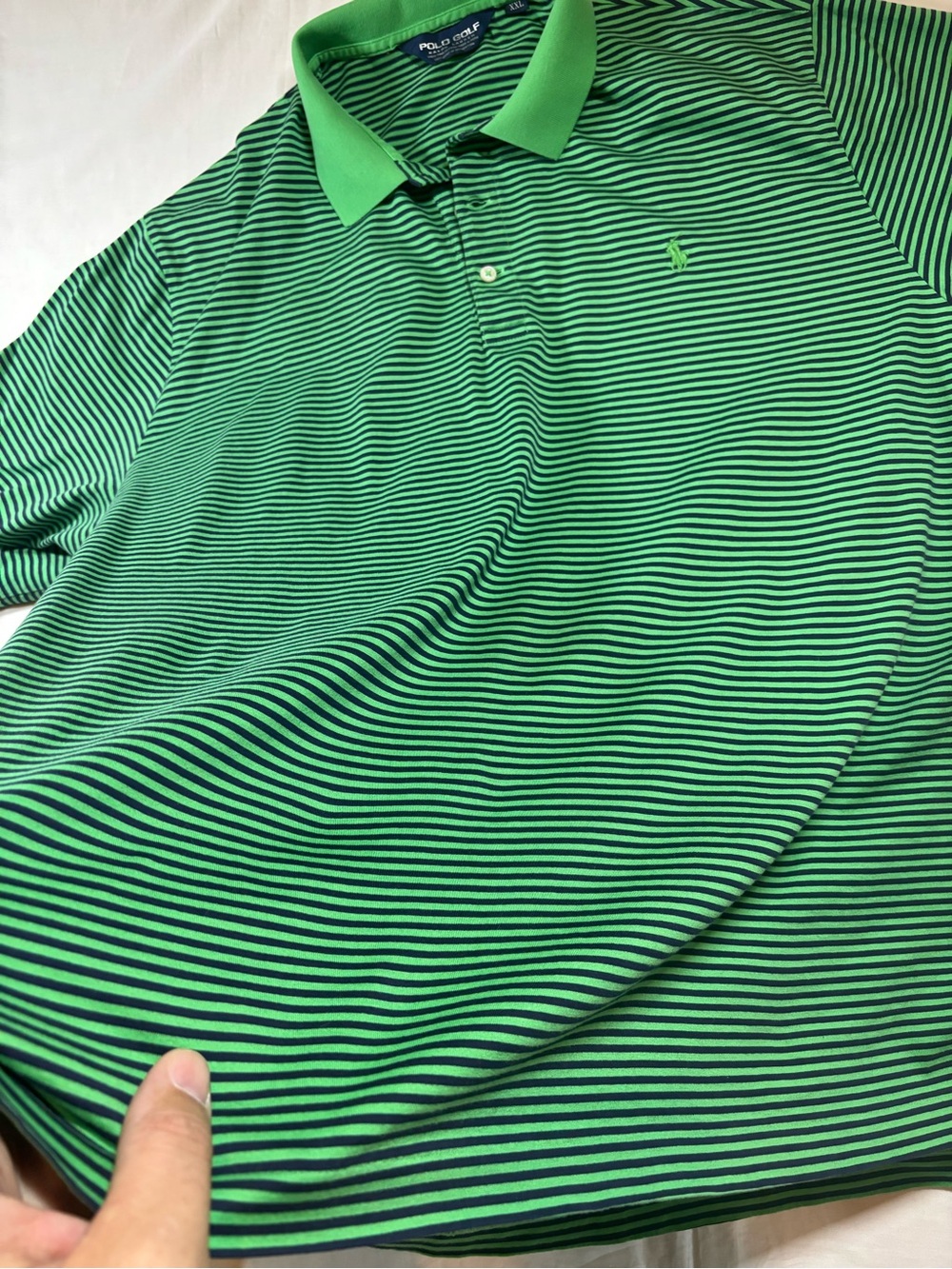 Polo Golf Ralph Lauren Men's XXL Green Navy Striped Polo Shirt Golf Preppy - Picture 5 of 15